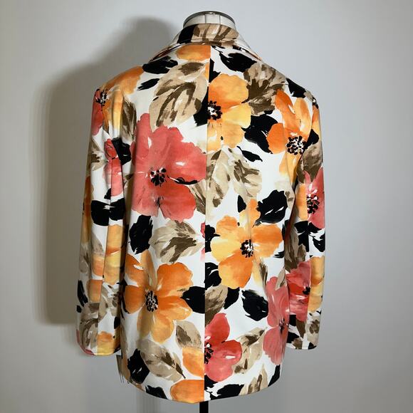 NWT Alfred Dunner Peach Tropical Floral Blazer Suit Jacket Womens Size 8 Career - Picture 6 of 11